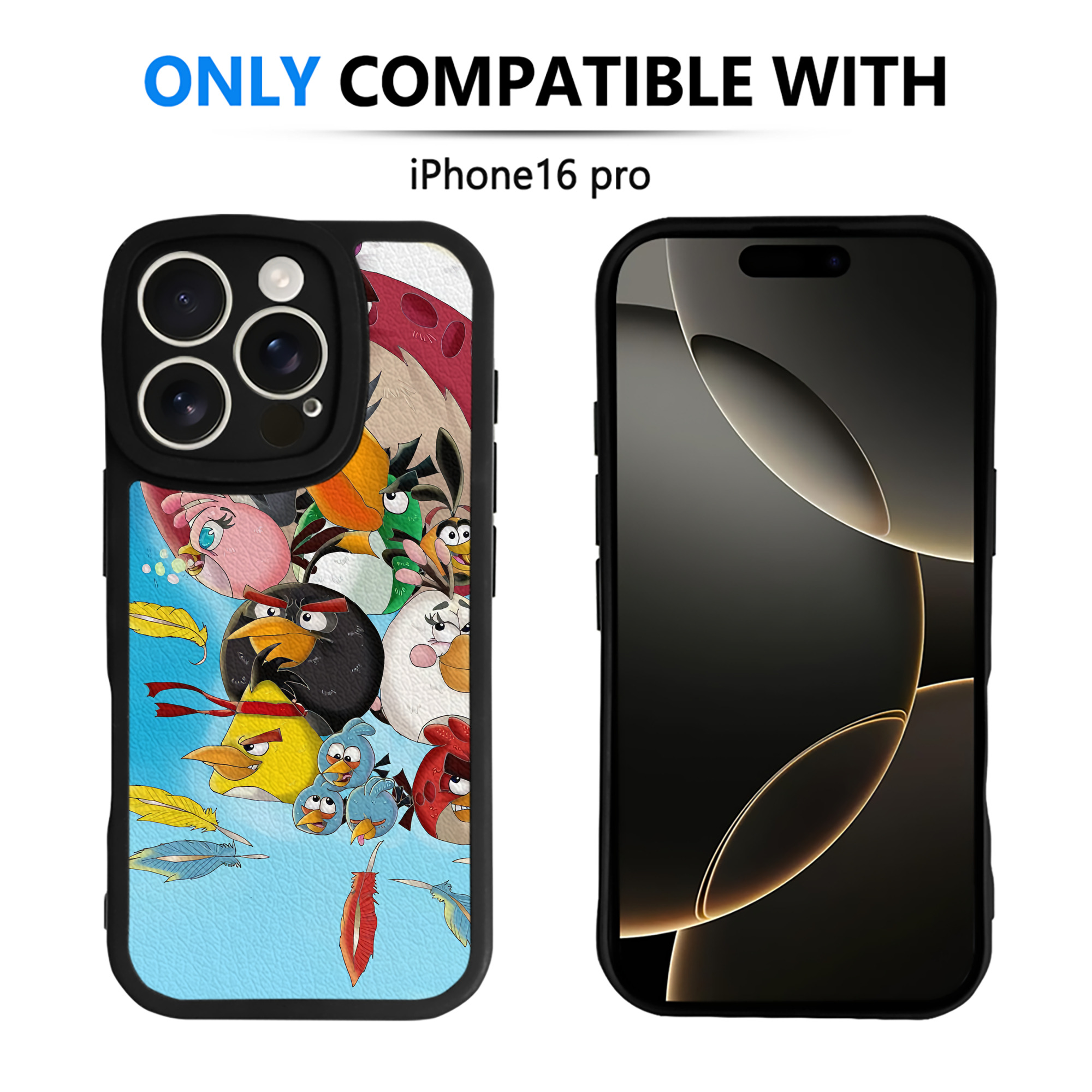 （画像用） Angry Birds アングリーバード 【iPhone 16シリーズ対応】シリコンスマホケース（レザー調） 材質：シリコン